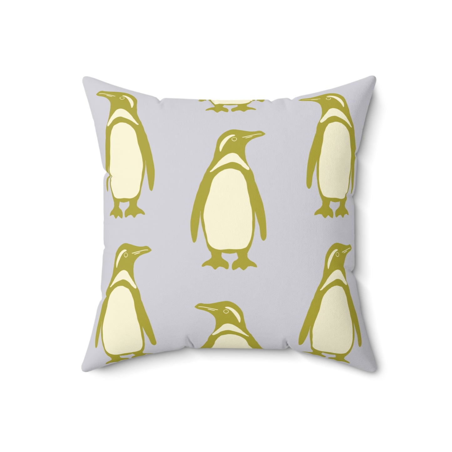 Penguin Olive-Gold Faux Suede Pillow
