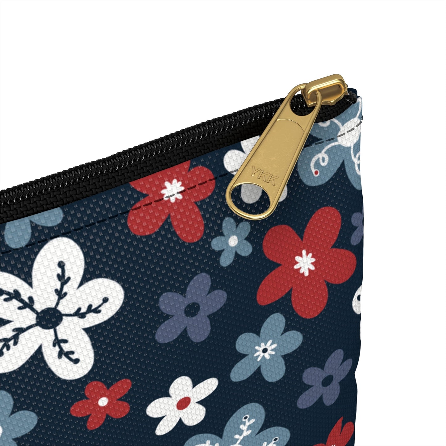 Americana Bloom Night Accessory Zipper Pouch with hand - drawn artwork - Flourish Moon Studio