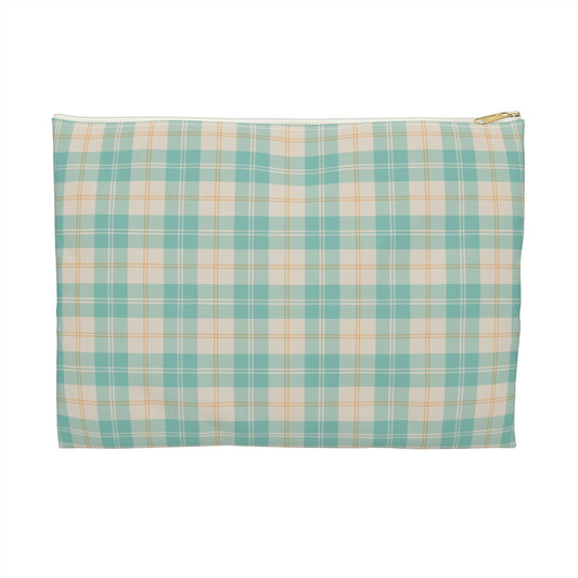 Daisy Daydream Tartan Zipper Pouch with hand - drawn artwork - Flourish Moon Studio