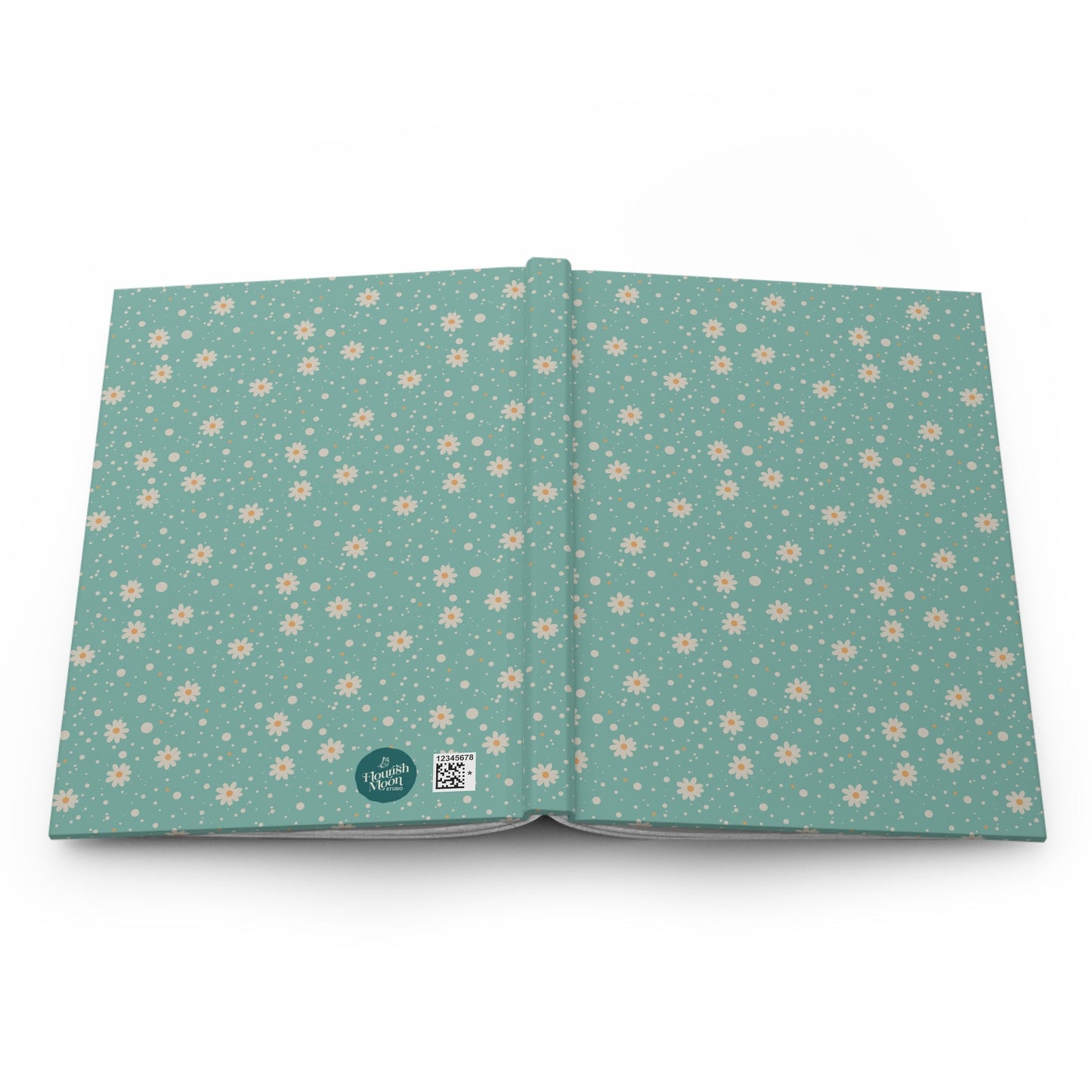 Daisy Dot Aqua Hardcover Journal with hand - drawn artwork - Flourish Moon Studio