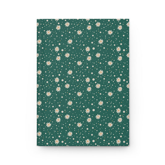 Daisy Dot Teal Green Hardcover Journal with hand - drawn artwork - Flourish Moon Studio