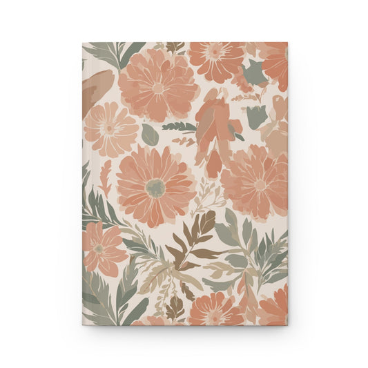 Floral Serenade Hardcover Journal with hand - drawn artwork - Flourish Moon Studio
