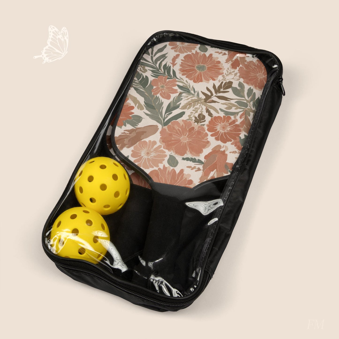 Floral Serenade Pickleball Paddles Set with hand drawn artwork - Flourish Moon Studio