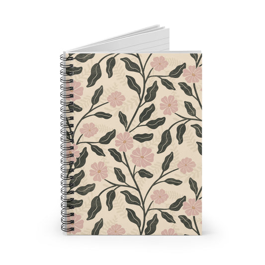 Garden Lane Floral Spiral Notebook with hand - drawn artwork - Flourish Moon Studio