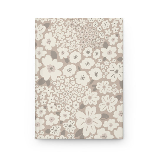 Garden Whimsy Floral in Mushroom Hardcover Journal with hand - drawn artwork - Flourish Moon Studio