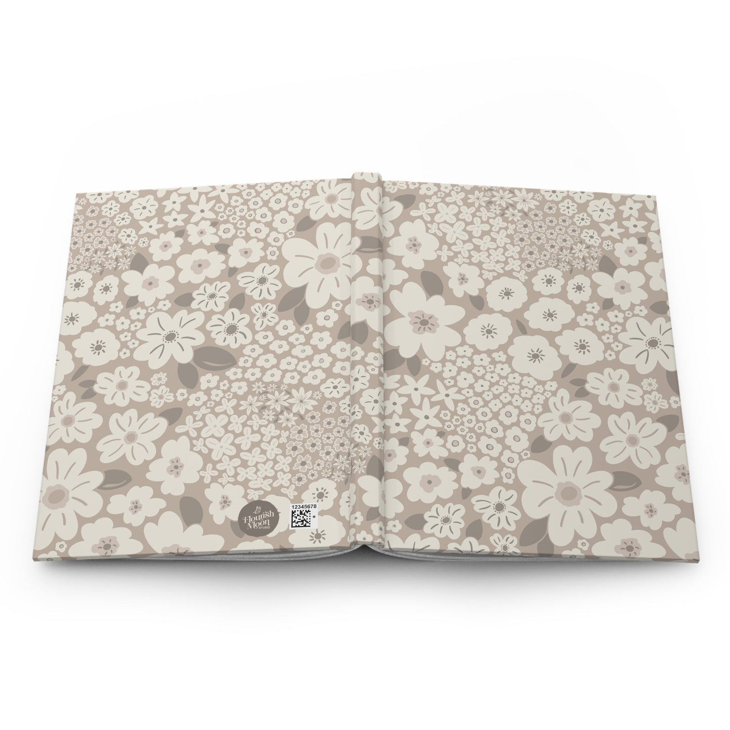 Garden Whimsy Floral in Mushroom Hardcover Journal with hand - drawn artwork - Flourish Moon Studio