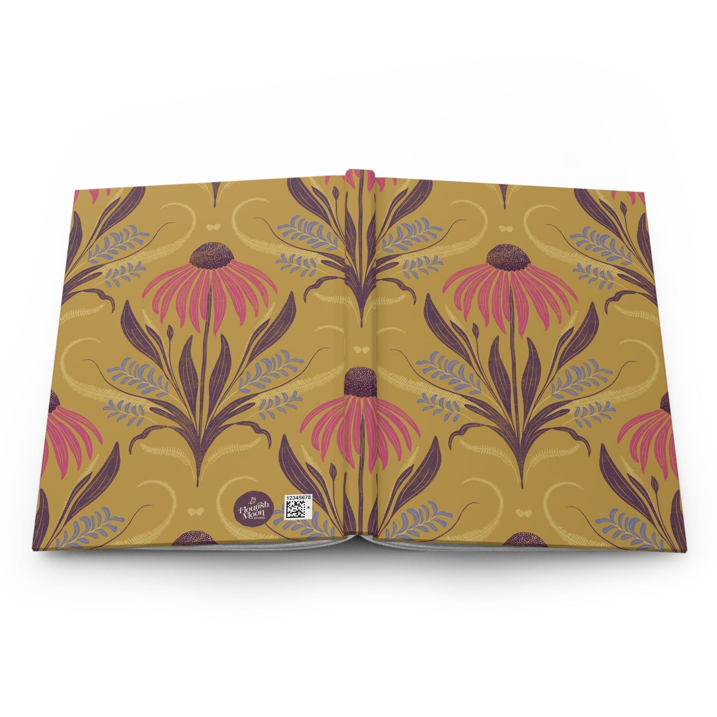 Honeyberry Folk Bloom Hardcover Journal with hand - drawn artwork - Flourish Moon Studio