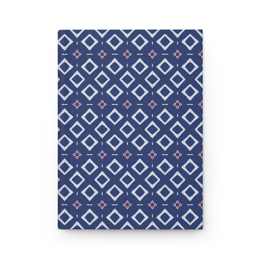 Indigo Love Notes Geometric Hardcover Journal with hand - drawn artwork - Flourish Moon Studio