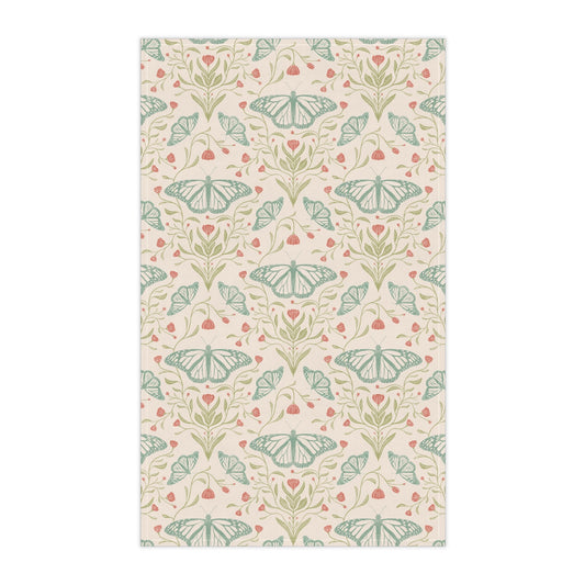 Meadowlace Butterflies Tea Towel with hand - drawn artwork - Flourish Moon Studio