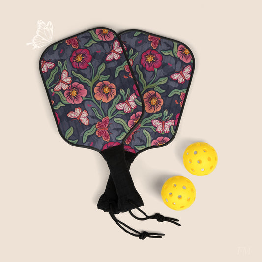 Pattern & Process Floral Pickleball Paddles Set with hand drawn artwork - Flourish Moon Studio