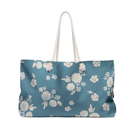 Prairie Blossom Floral Tote Bag in Bluebell with hand drawn artwork - Flourish Moon Studio