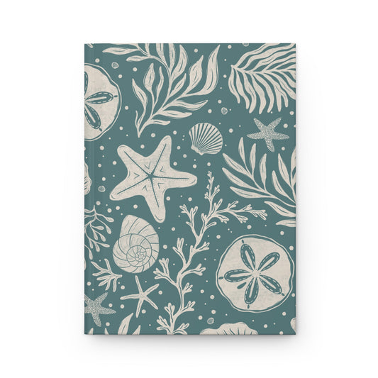 Shoreline Finds Sea Glass Hardcover Journal with hand drawn artwork - Flourish Moon Studio