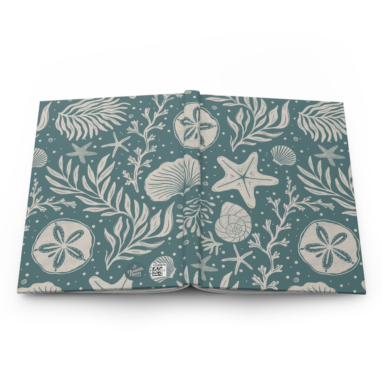 Shoreline Finds Sea Glass Hardcover Journal with hand drawn artwork - Flourish Moon Studio