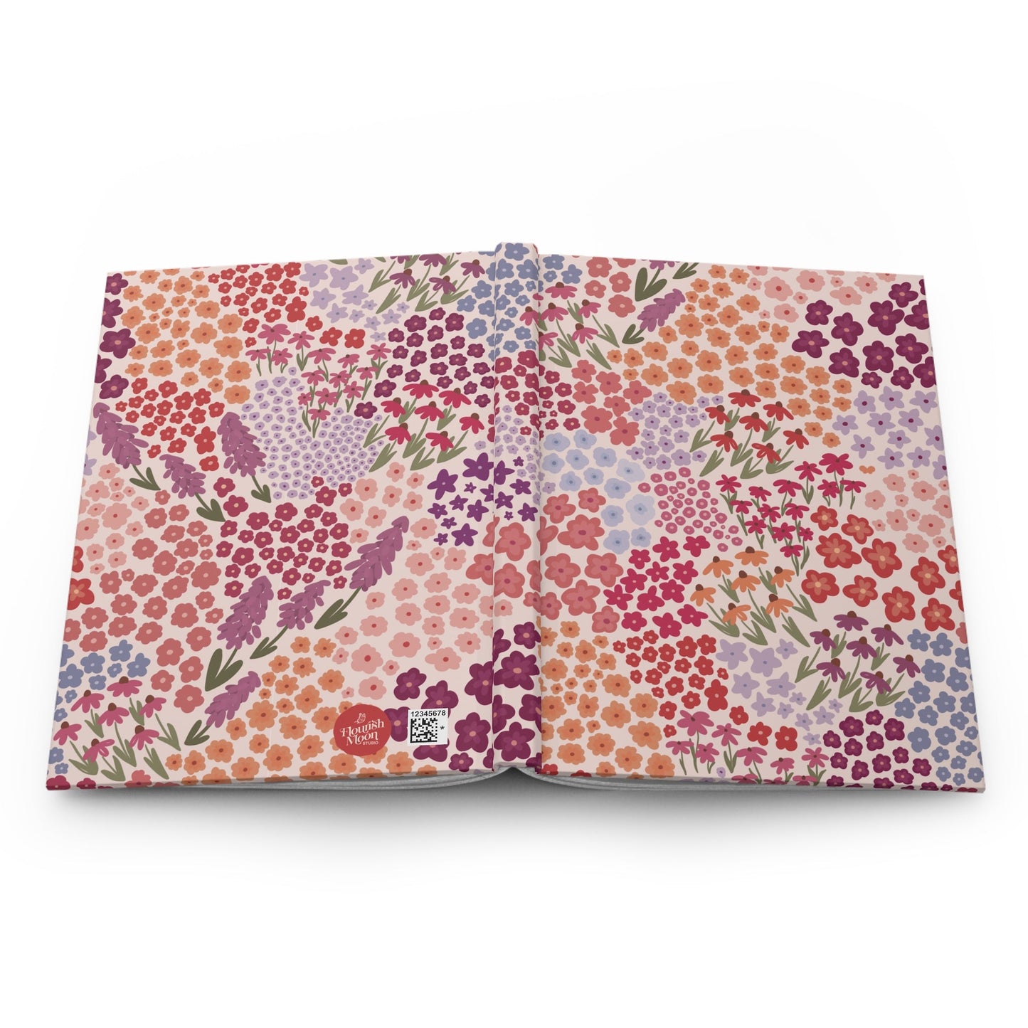 Summer Breeze Floral Hardcover Journal with hand - drawn artwork - Flourish Moon Studio
