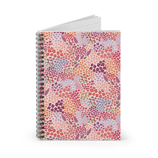 Summer Breeze Floral Spiral Notebook with hand - drawn artwork - Flourish Moon Studio