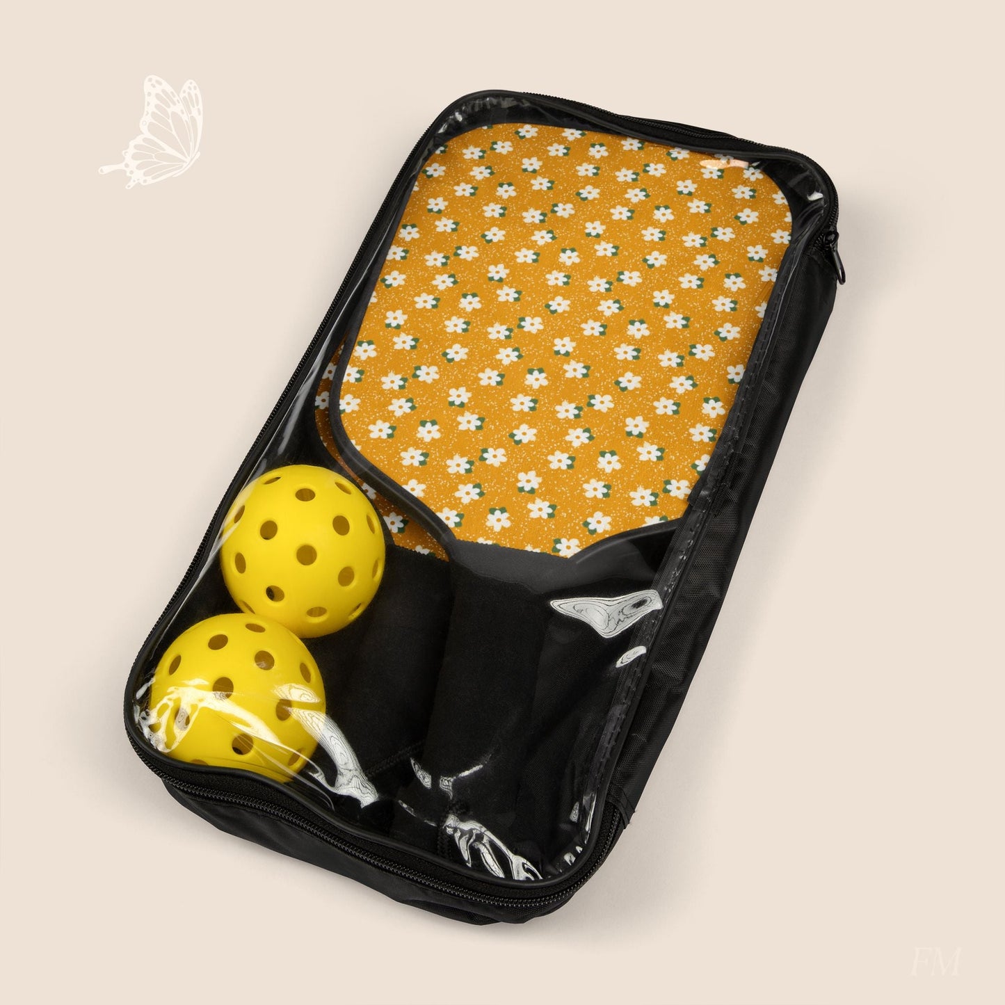 Sunny Days Pickleball Paddles Set with hand drawn artwork - Flourish Moon Studio