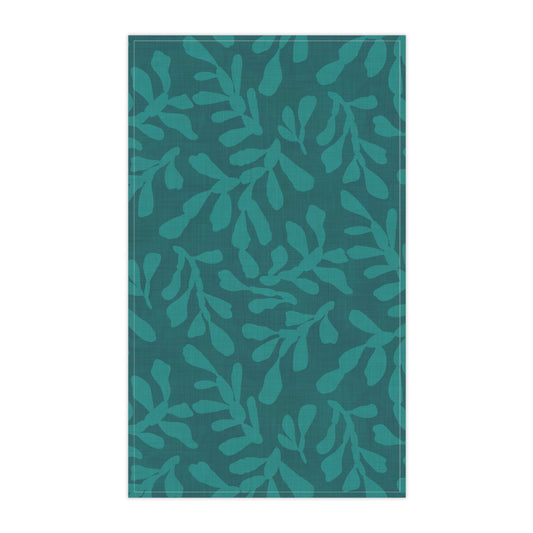 Tidal Veil Coastal Tea Towel with hand - drawn artwork - Flourish Moon Studio
