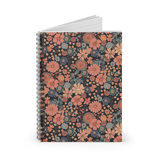 Twilight Posy Floral Spiral Notebook with hand - drawn artwork - Flourish Moon Studio