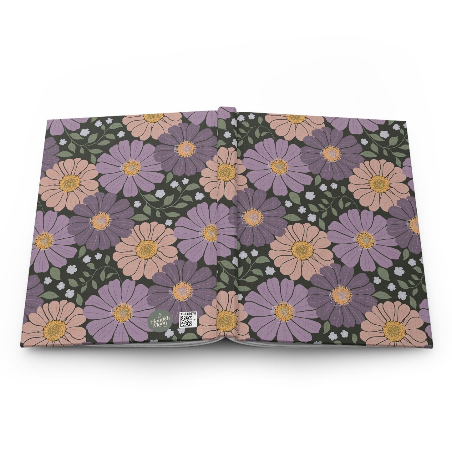 Whisper Glen Floral Hardcover Journal with hand - drawn artwork - Flourish Moon Studio