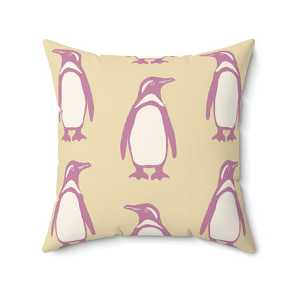 Penguin Bubblegum & Butter Faux Suede Pillow