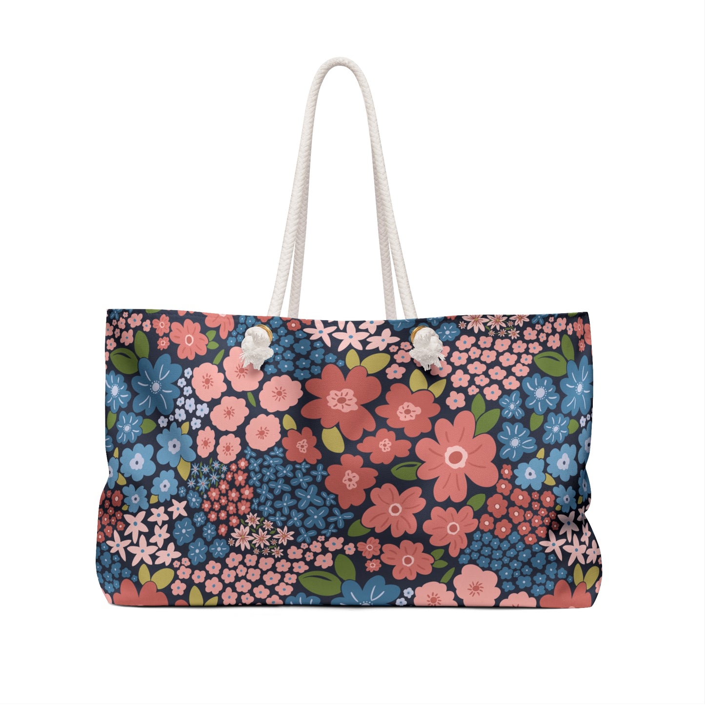 Garden Whimsy Floral in Peach & Blue Weekender Bag