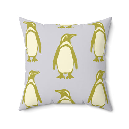 Penguin Olive-Gold Faux Suede Pillow