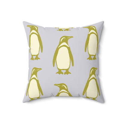 Penguin Olive-Gold Faux Suede Pillow