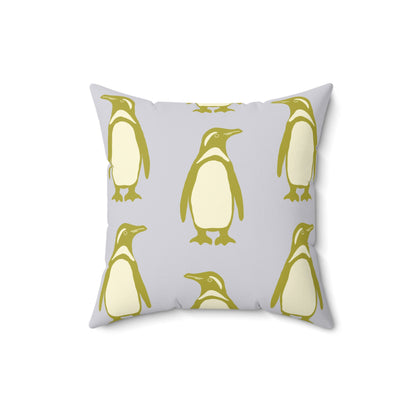 Penguin Olive-Gold Faux Suede Pillow