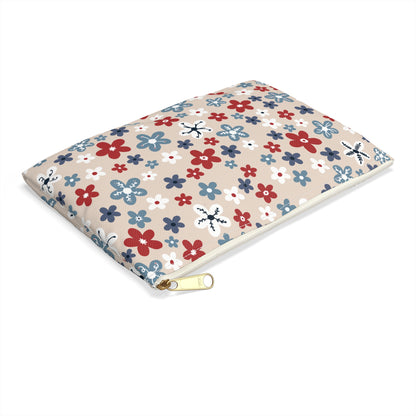 Americana Bloom Floral Accessory Zipper Pouch