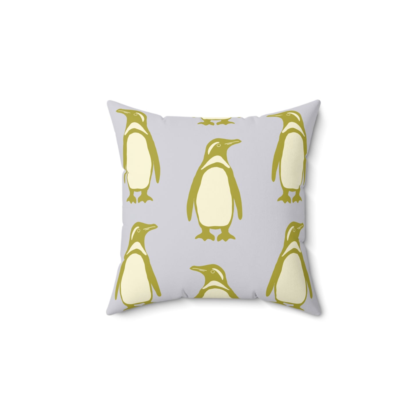 Penguin Olive-Gold Faux Suede Pillow