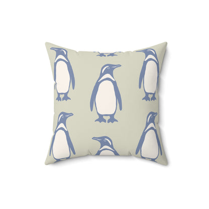 Penguin Periwinkle Faux Suede Pillow