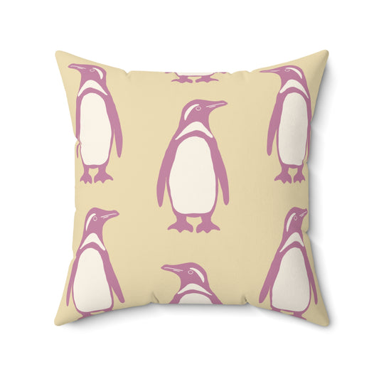 Penguin Bubblegum & Butter Faux Suede Pillow