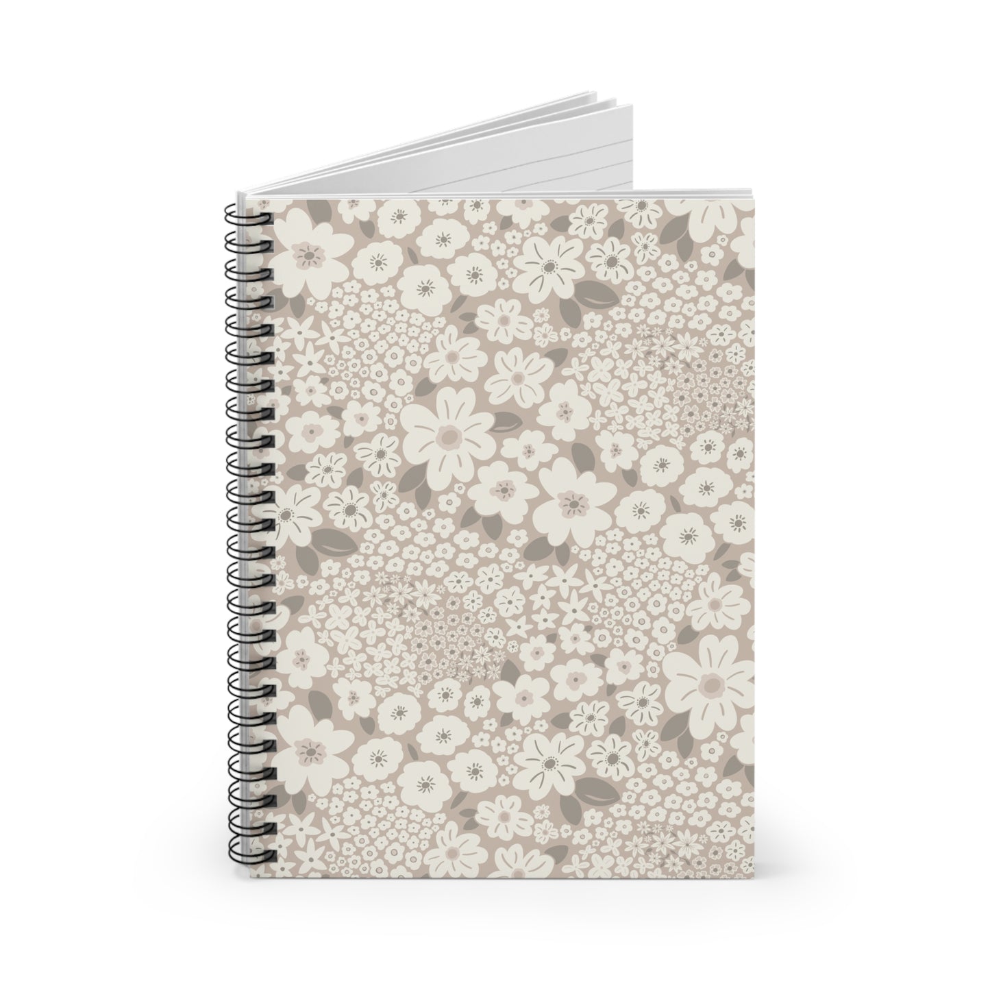 Garden Whimsy Floral in Mushroom Spiral Notebook