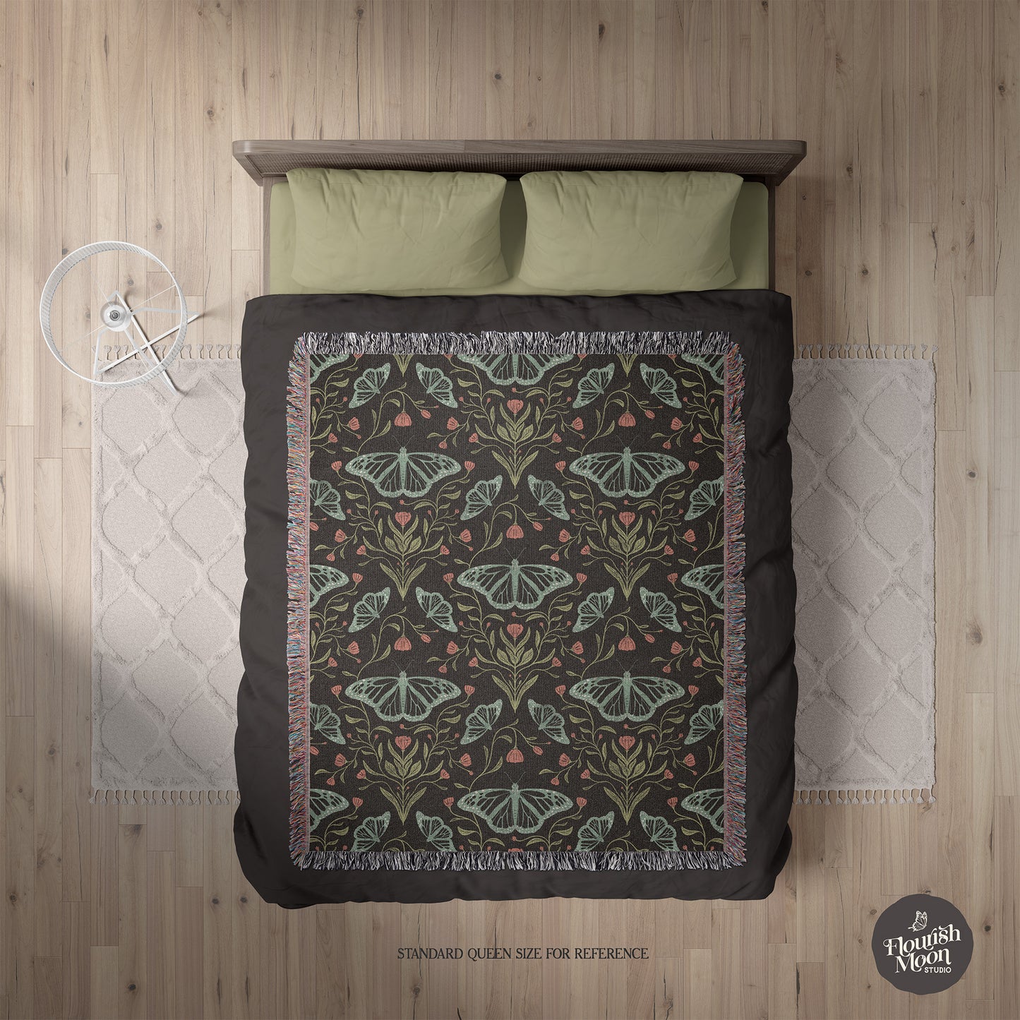 Meadowlace Butterflies Nightglow Woven Blanket