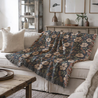 Garden Whispers Floral Woven Blanket