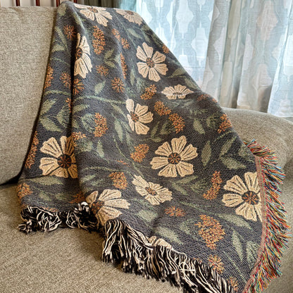 Garden Whispers Floral Woven Blanket