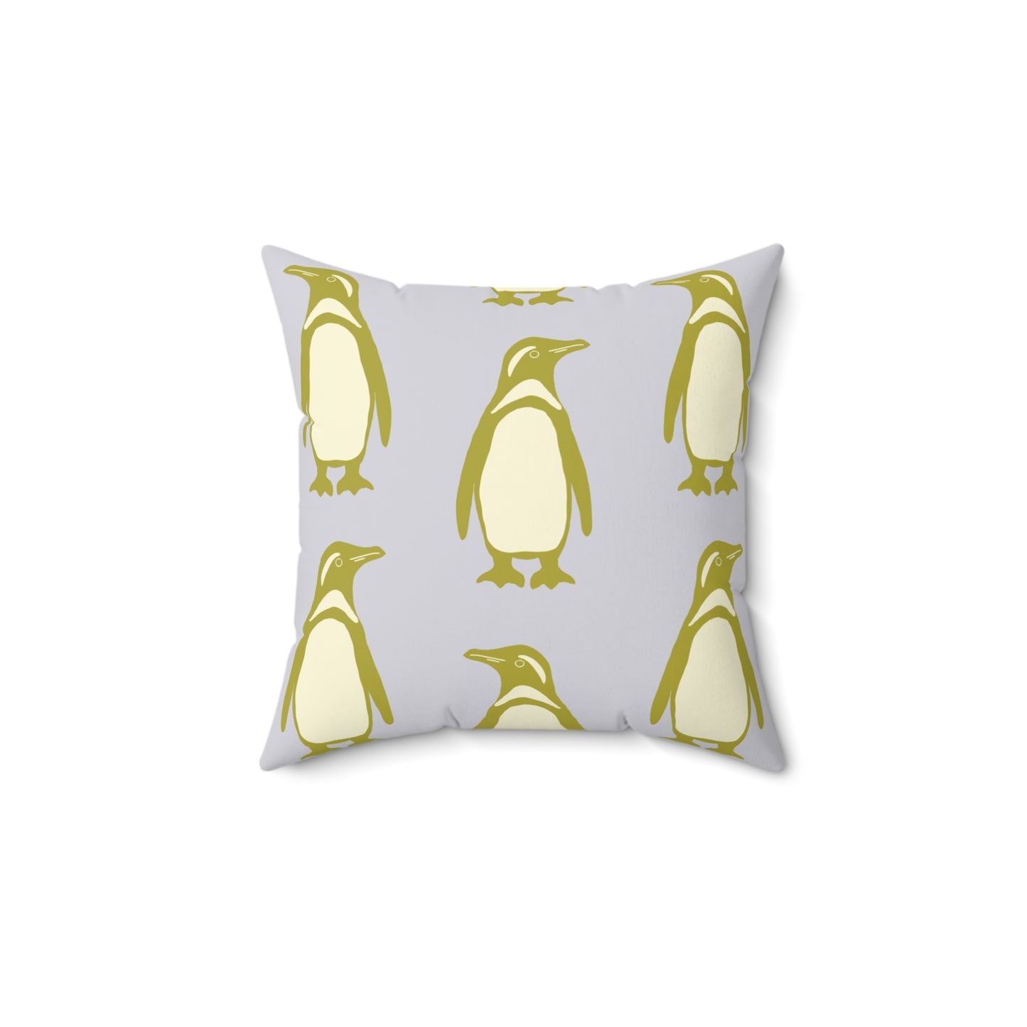 Penguin Olive-Gold Faux Suede Pillow
