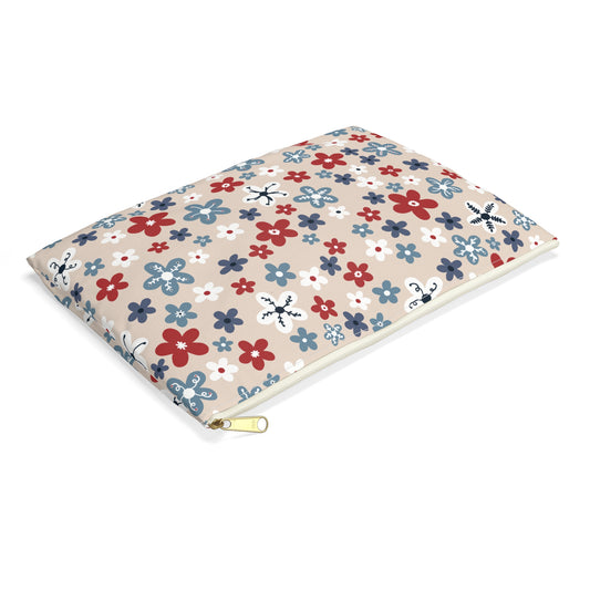 Americana Bloom Floral Accessory Zipper Pouch