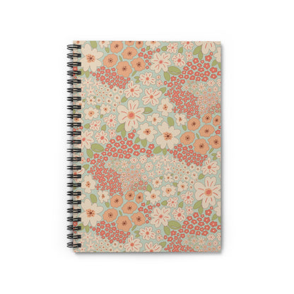 Garden Whimsy Floral in Cream & Coral Spiral Notebook