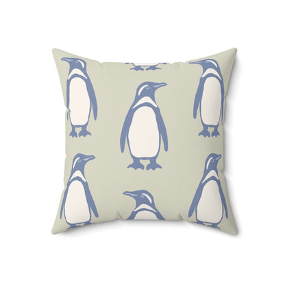 Penguin Periwinkle Faux Suede Pillow