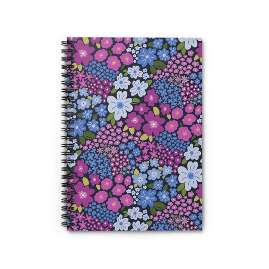 Garden Whimsy Floral in Periwinkle & Berry Spiral Notebook