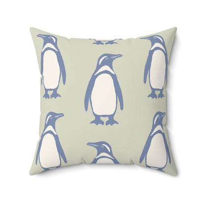 Penguin Periwinkle Faux Suede Pillow
