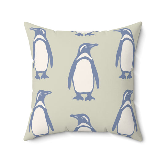 Penguin Periwinkle Faux Suede Pillow