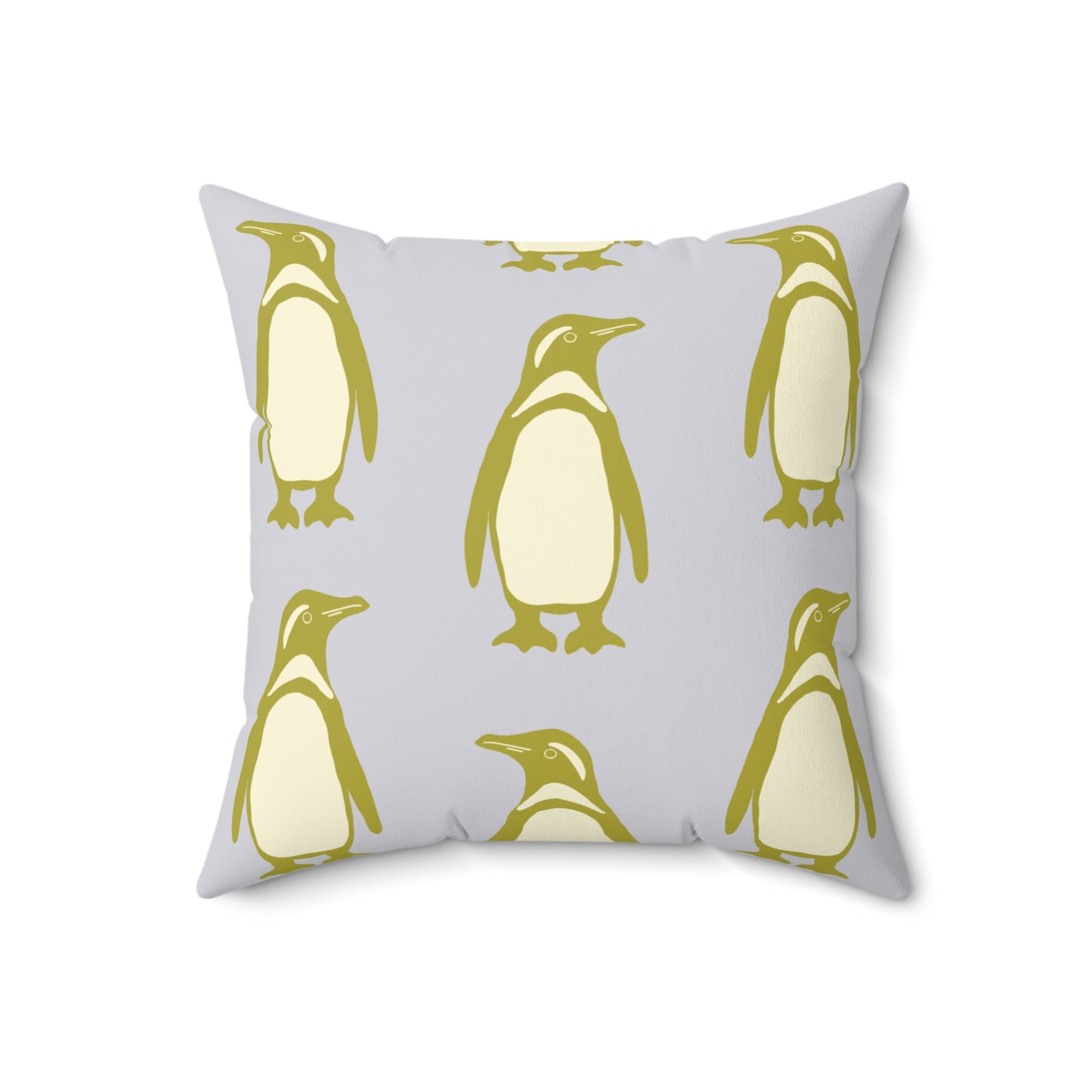 Penguin Olive-Gold Faux Suede Pillow