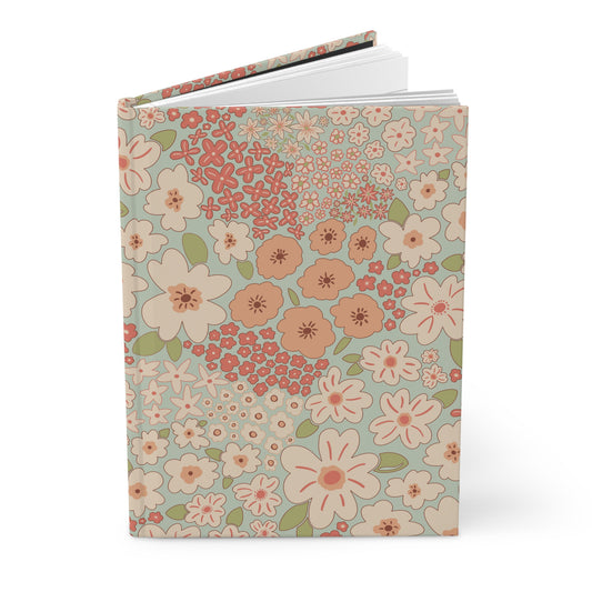 Garden Whimsy Floral in Cream & Coral Hardcover Journal