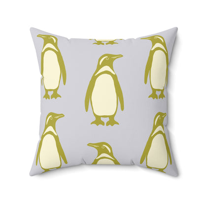 Penguin Olive-Gold Faux Suede Pillow
