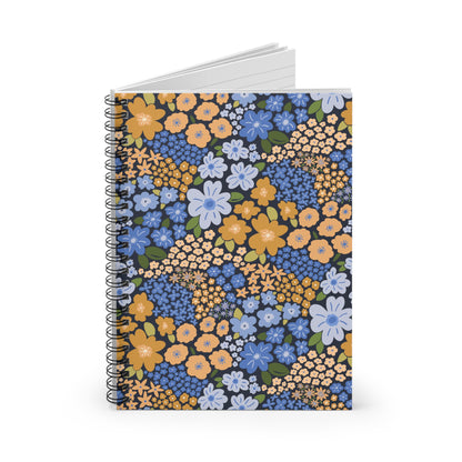 Garden Whimsy Floral in Marigold & Cornflower Spiral Notebook