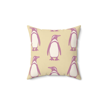 Penguin Bubblegum & Butter Faux Suede Pillow