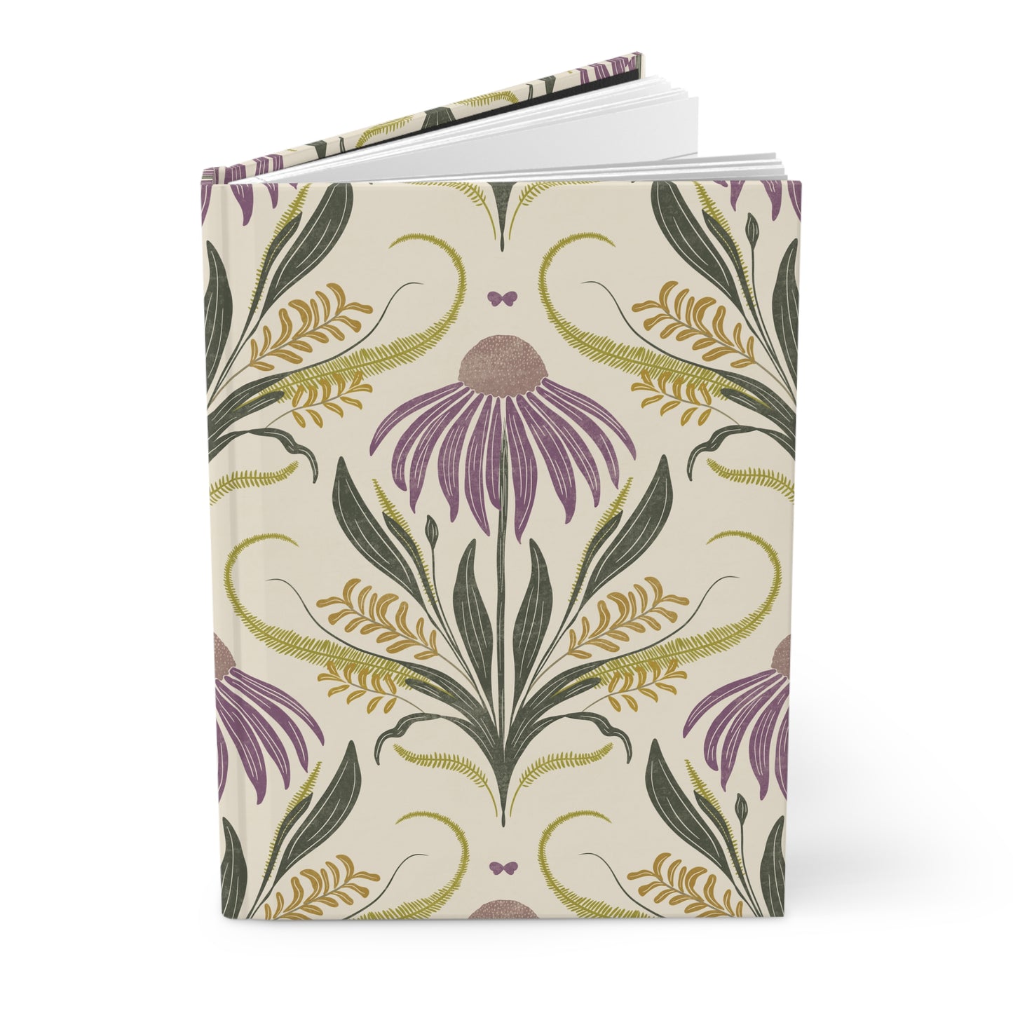 Notebook with floral design on a white background