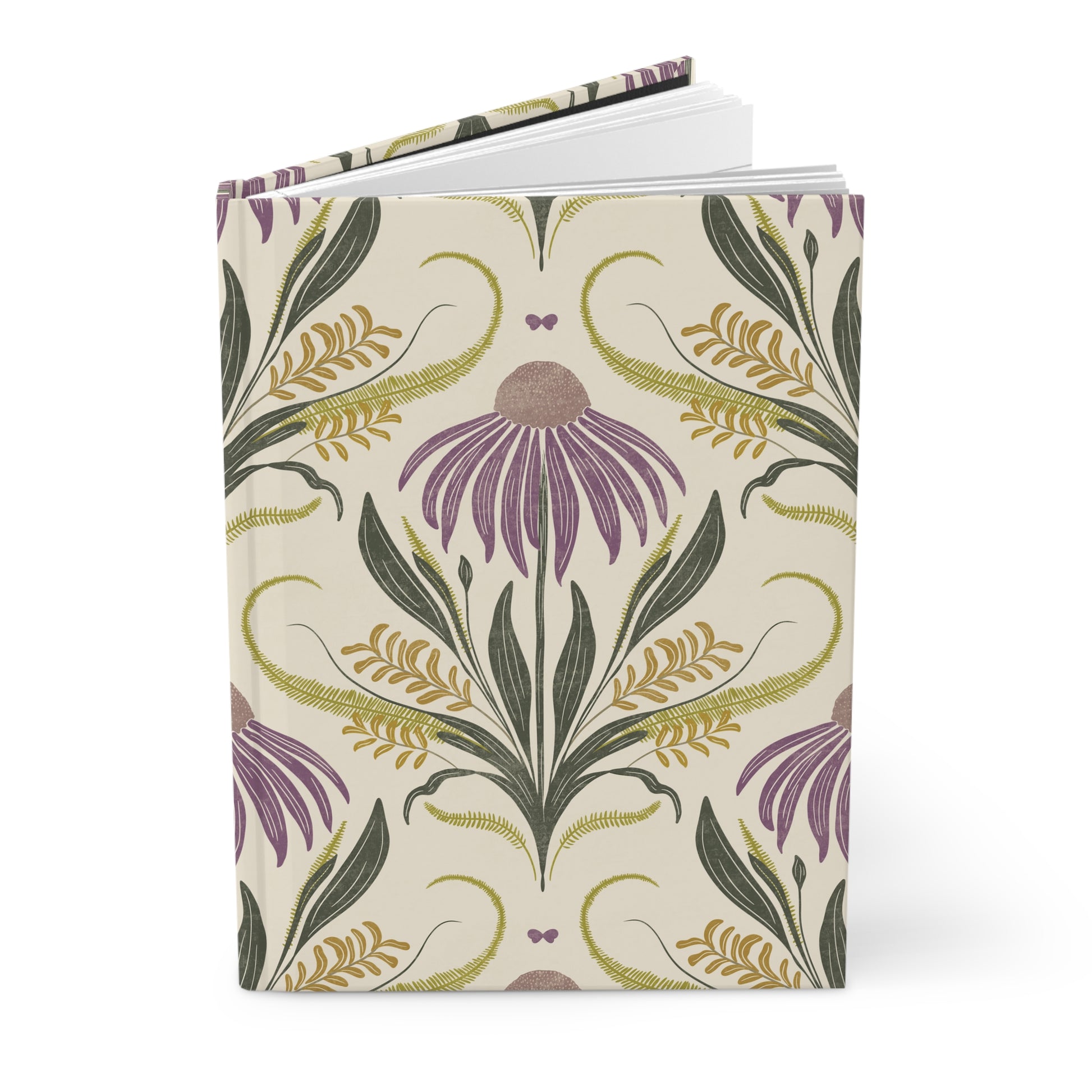 Notebook with floral design on a white background